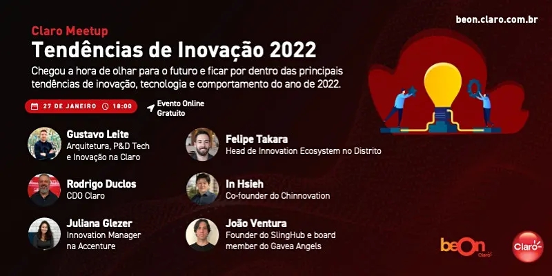 Imagem do convite do Claro Meetup Tendencias da Inovação 2022