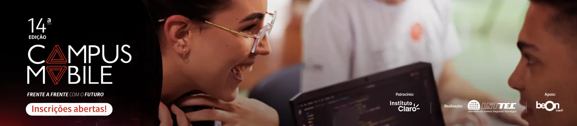 Anúncio da décima quarta edição do Campus Mobile, realizado pelo Instituto Claro, LSI-USP e beOn Claro