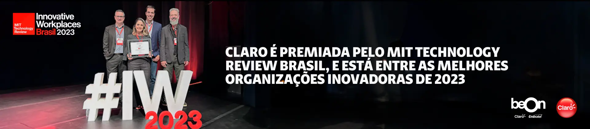 Claro é premiada pelo MIT Technology Review Brasil, e está entre as melhores organizações inovadoras de 2023.